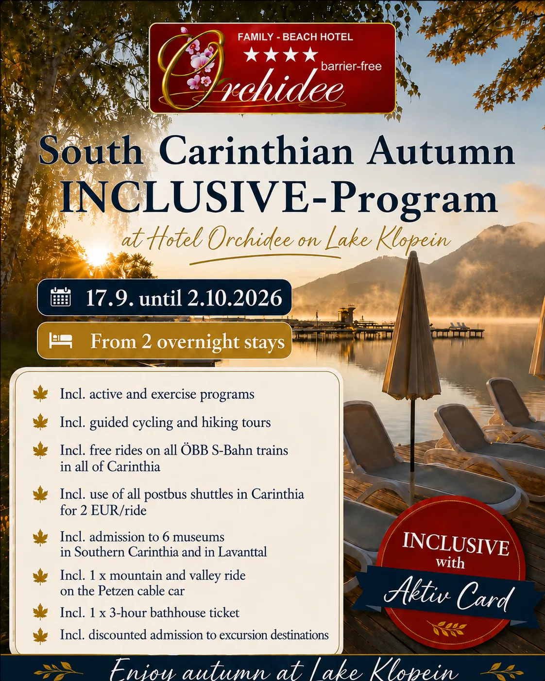 South Carinthian Autumn inclusive program Hotel Orchidee
